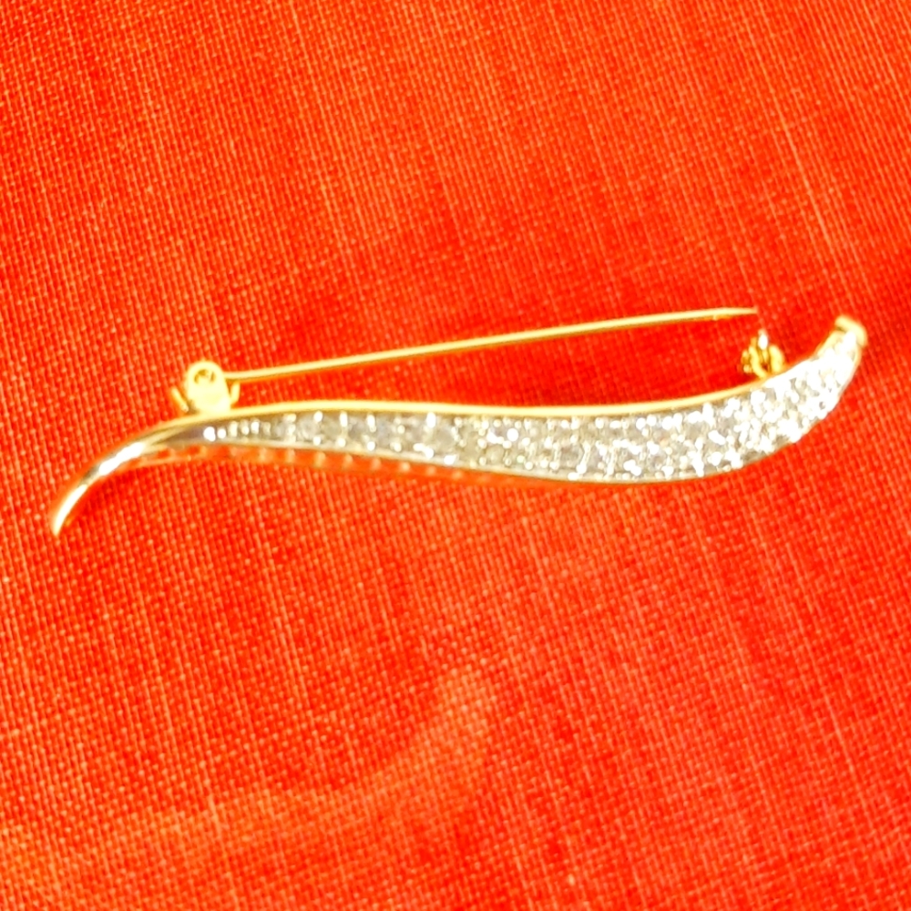 Vintage Rhinestone Swoosh Brooch Pin